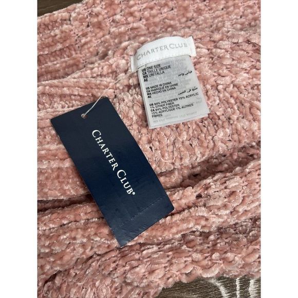 Charter Club Chenille Muffler Scarf Shimmer Strands Blush Pink NWT - Picture 2 of 3